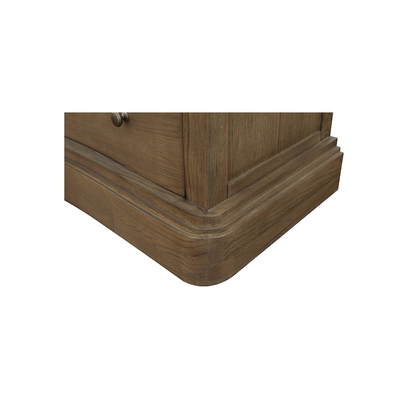 Lioren Dresser, Solid Oak, 6 Drawers, Curved Front, Brass Handles, Warm Brown