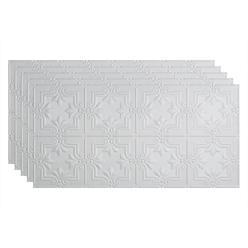 FASÄDE Regalia Decorative Vinyl 2ft x 4ft Glue Up Ceiling Panel in Gloss White (5 Pack) - 5 Pack - Gloss White