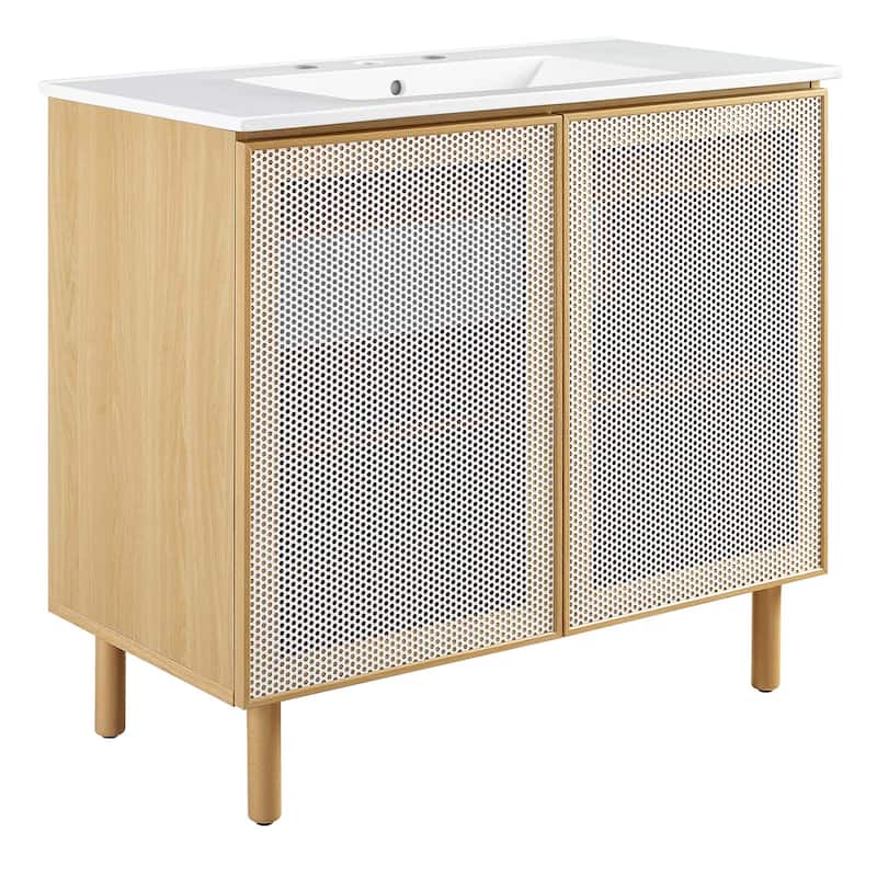 Calla 36" Perforated Metal Bathroom Vanity - White White