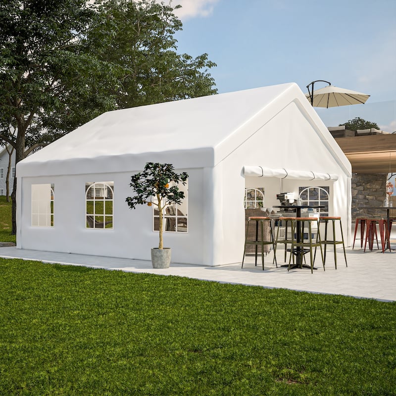GDFStudio - Nashua Waterproof Event Protection Outdoor Gazebo Pavilion Shelter Tent - White - 20x20FT