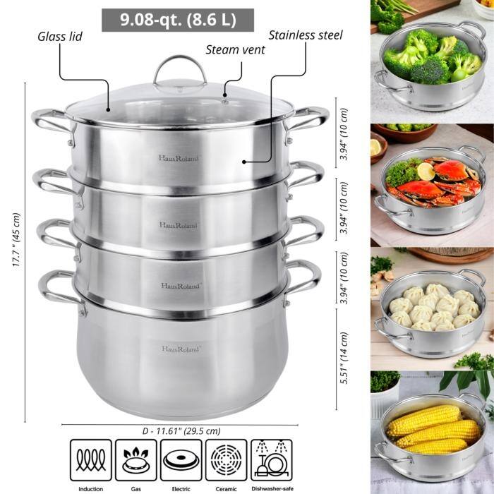 Haus Roland Stainless Steel 3 Layer Steamer Pot