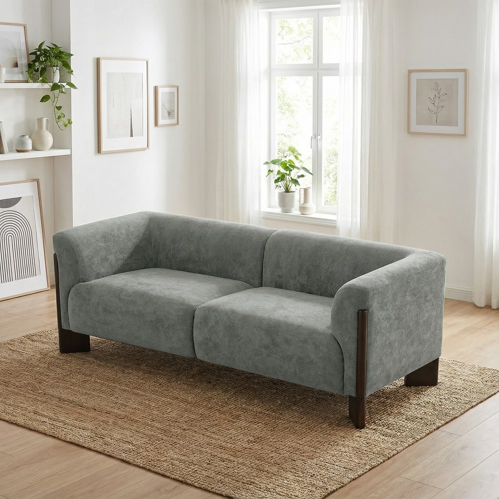 81" Wide Upholstered Velvet/ Chenille Roomy Loveseat Sofa