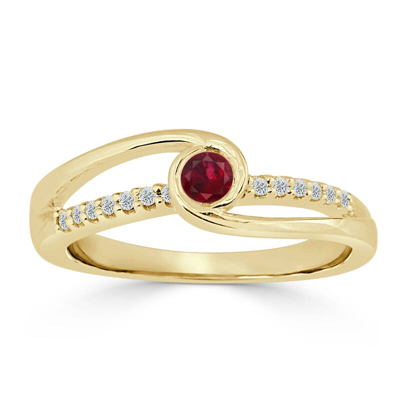 Auriya 14k Gold 1/8ct Modern Red Ruby and Diamond Engagement Ring 1/8ctw