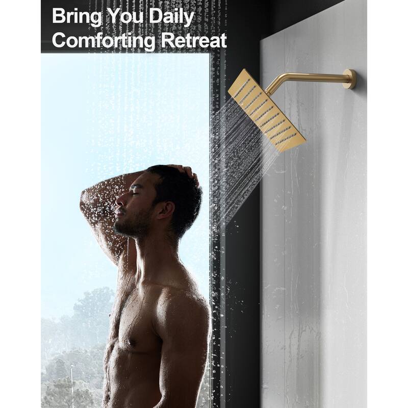 GRANDJOY Dual Shower Heads System with 3 Spray Modes 22"*15" Ceiling and 6" Wall Mount Body Jets Handheld Spray LED Music
