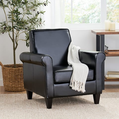 Freemont Bonded Leather Black Club Chair by Christopher Knight Home