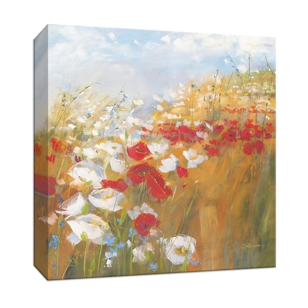 PTM Images 9-153338 PTM Canvas Collection 12" x 12" - "Poppies and Larkspur II" Giclee Rural Art Print on Canvas