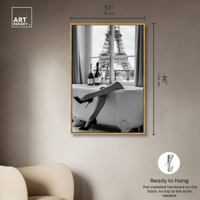 Bathtub Sit Back Glam Canvas by Art Remedy