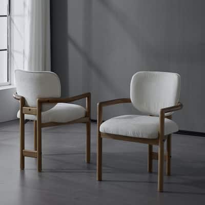 Modern 2 Piece Wooden Fabric Dining Chair with Backrest, Cushioned and Easy Clean for Dining Room Kitchen Living Room Bedroom