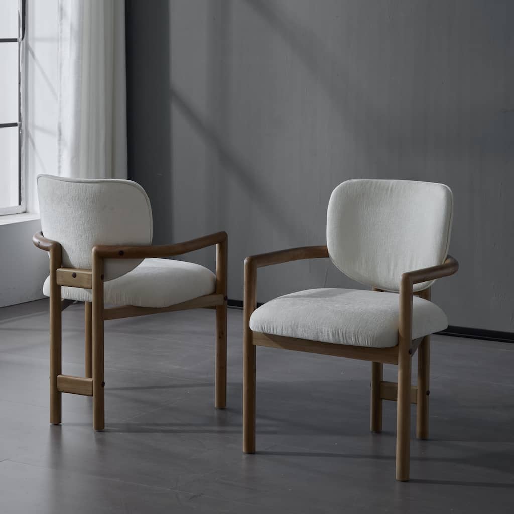 Upholstered Dining Chairs Set of 2, Side Chairs with Rubber Wood Legs, 300 LBS Weight Capacity