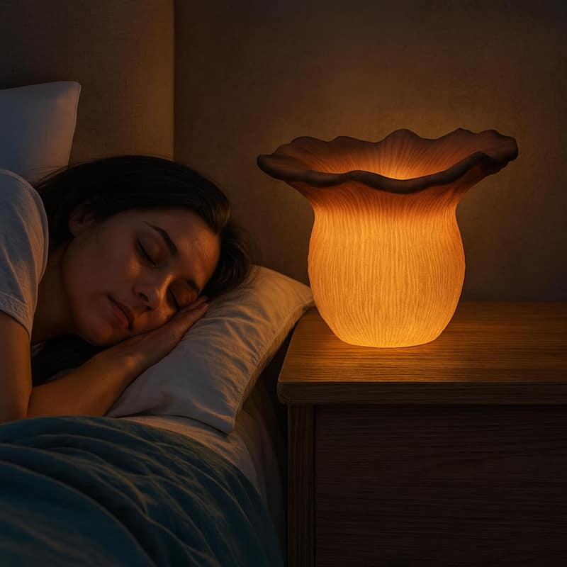 Mushroom table lamp modern organic resin ambient lighting cozy home