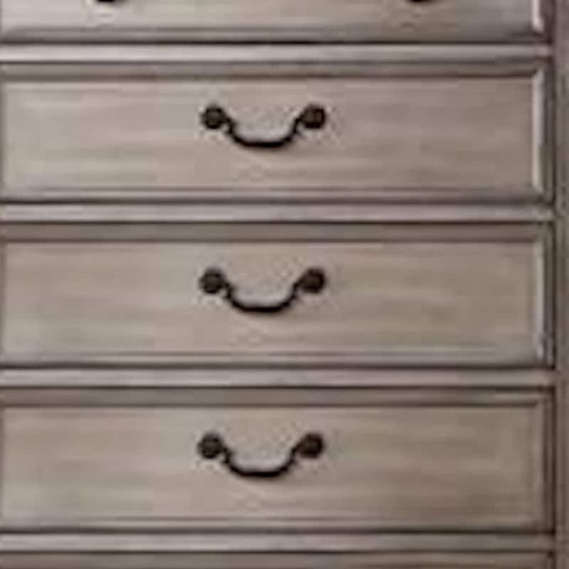 Aza 51 Inch Classic 6 Drawer Tall Dresser Chest, Metal Drop Handles, Gold
