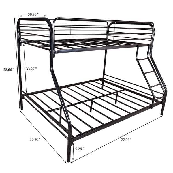 Heavy Duty Twin-Over-Full Metal Bunk Bed, Easy Assembly with Enhanced ...