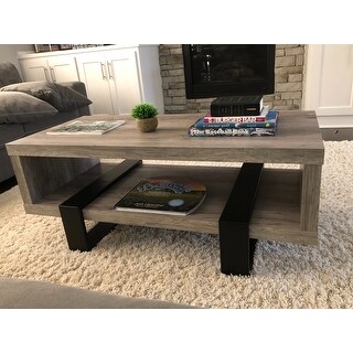 Industrial Grey Driftwood Open Coffee Table - 47.25" x 23.50" x 19.25"