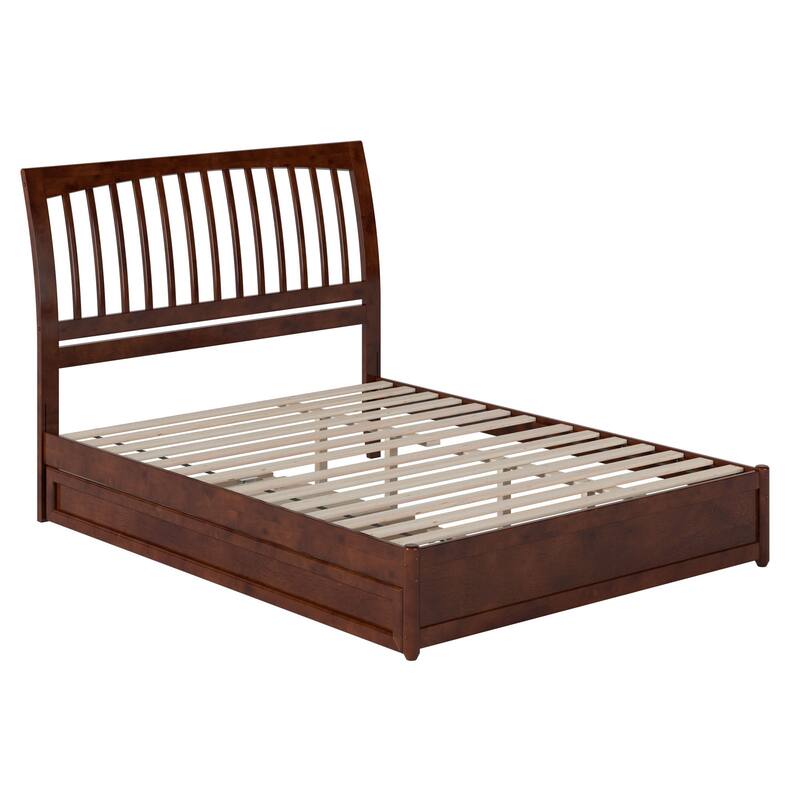 Roslyn Platform Bed with Modern Panel Footboard and Twin XL Trundle