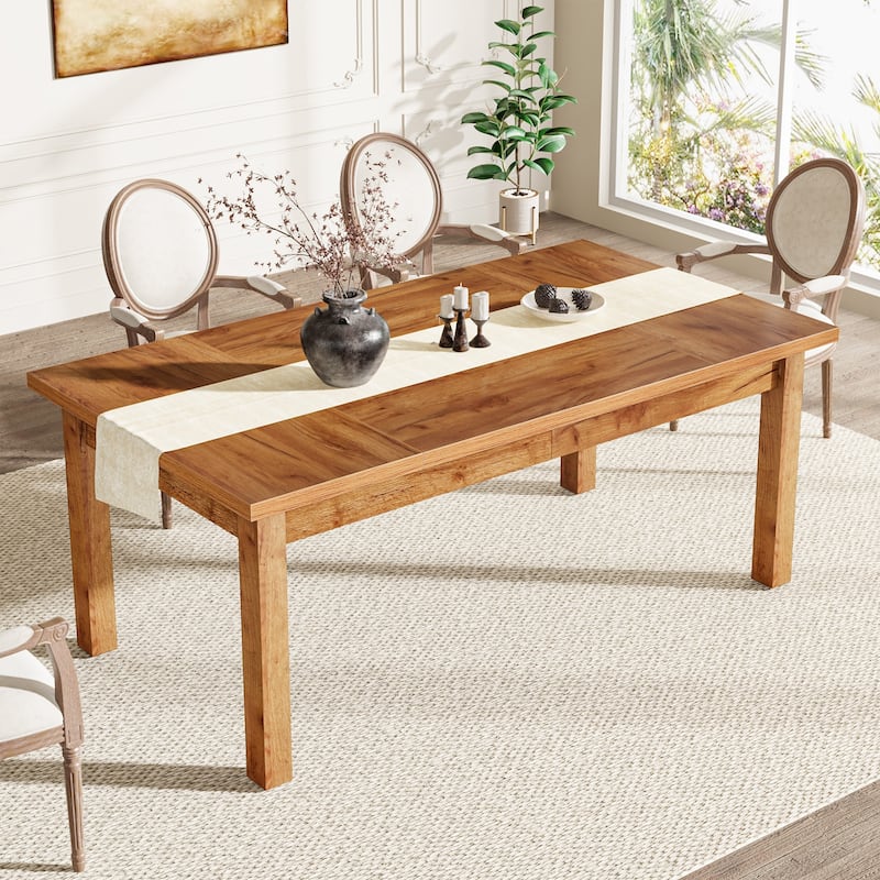 70.86" Wood Dining Table for 6-8 People with Thickened Solid Wood Legs - Walnut