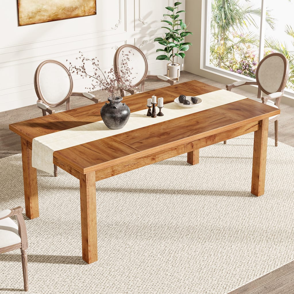 70.86" Wood Dining Table for 6-8 People with Thickened Solid Wood Legs