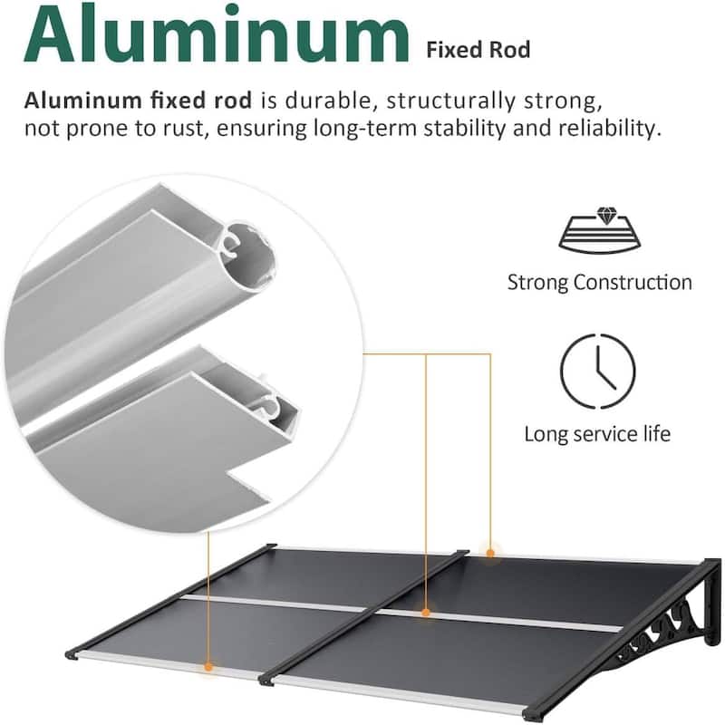 MCombo Window Awning Door Canopy Exterior 40'' x 80'', Polycarbonate Cover Front Door Outdoor Patio Awning Canopy