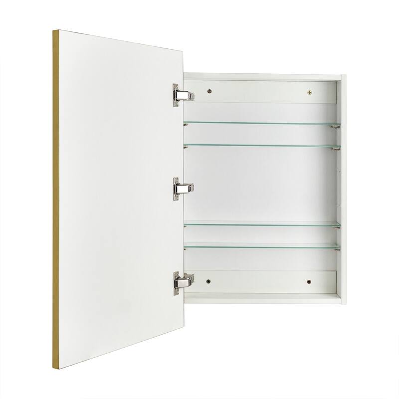 TEHOME Velin Recessed and Surface Mount Bathroom Medicine Cabinet with Mirror Square Cornered Metal Framed Rounded Rectangle