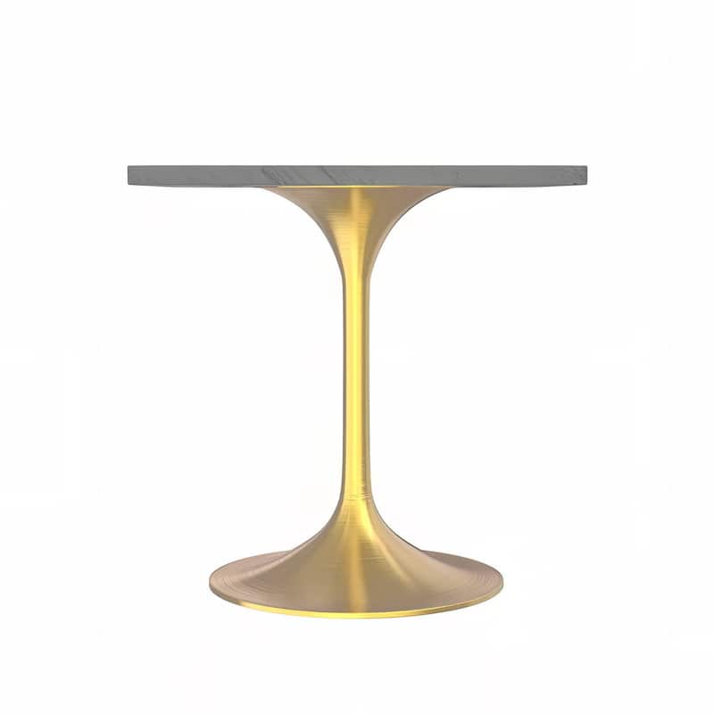 LeisureMod Verve Square Dining Table with Resin Top and Steel Pedestal Base for Kitchen and Dining Room