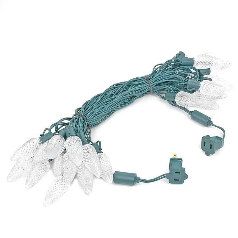 25 Foot C9 LED Outdoor Christmas String Light Set, Green Wire