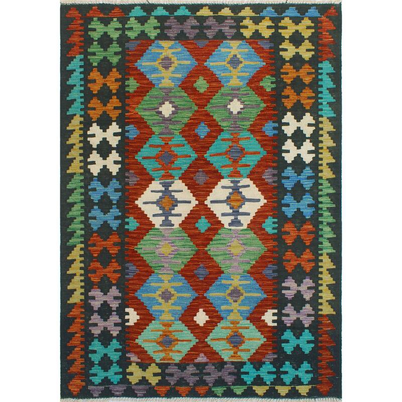Flatweave Marlayne Red/Black Rug - 4'0" x 5'10"