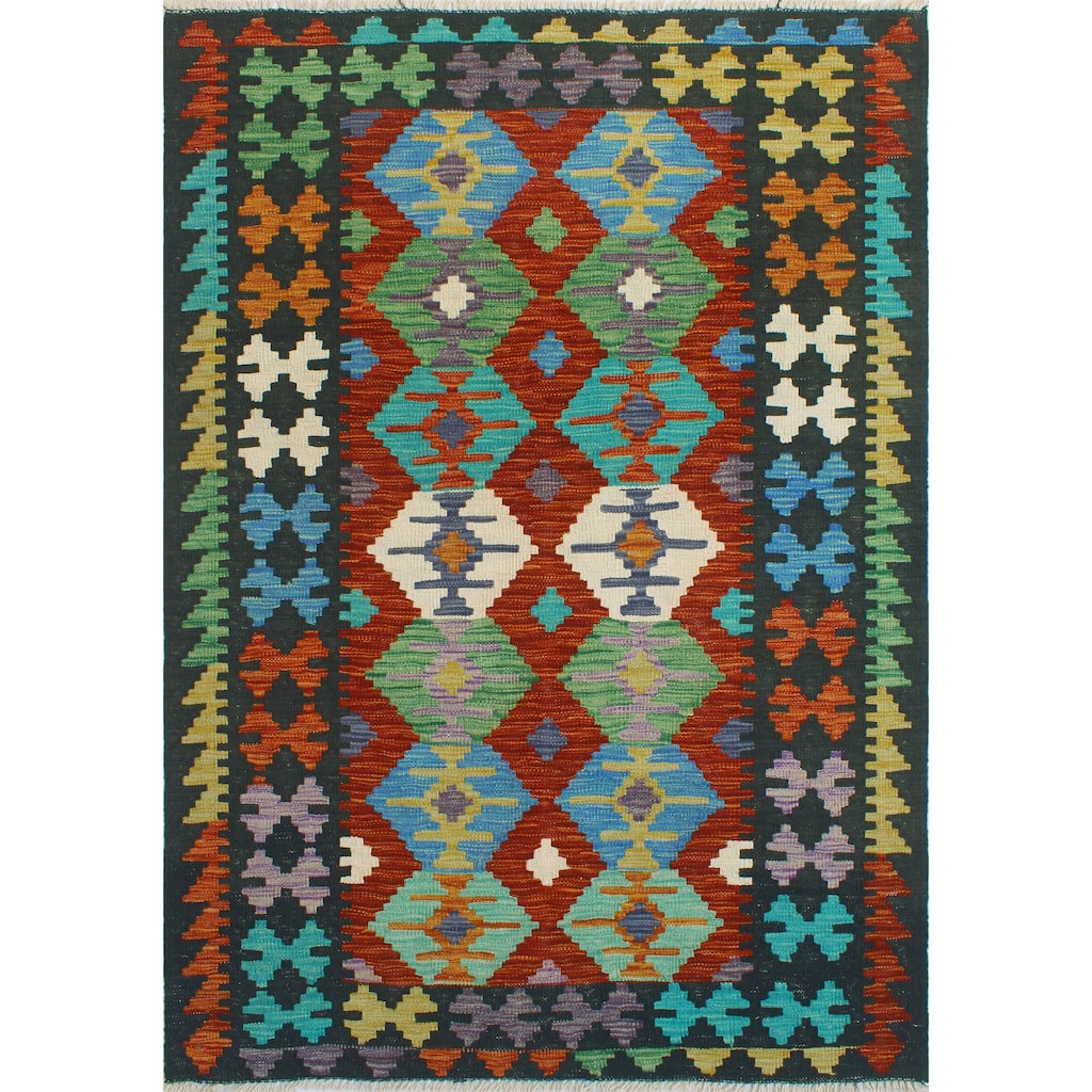 Flatweave Marlayne Red/Black Rug - 4'0" x 5'10"