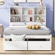 preview thumbnail 4 of 13, Full Size Platform Bed with Storage Headboard, Charging Station, 2-Drawers, Solid Pine Wood Bed Frame, Easy Assembly, White