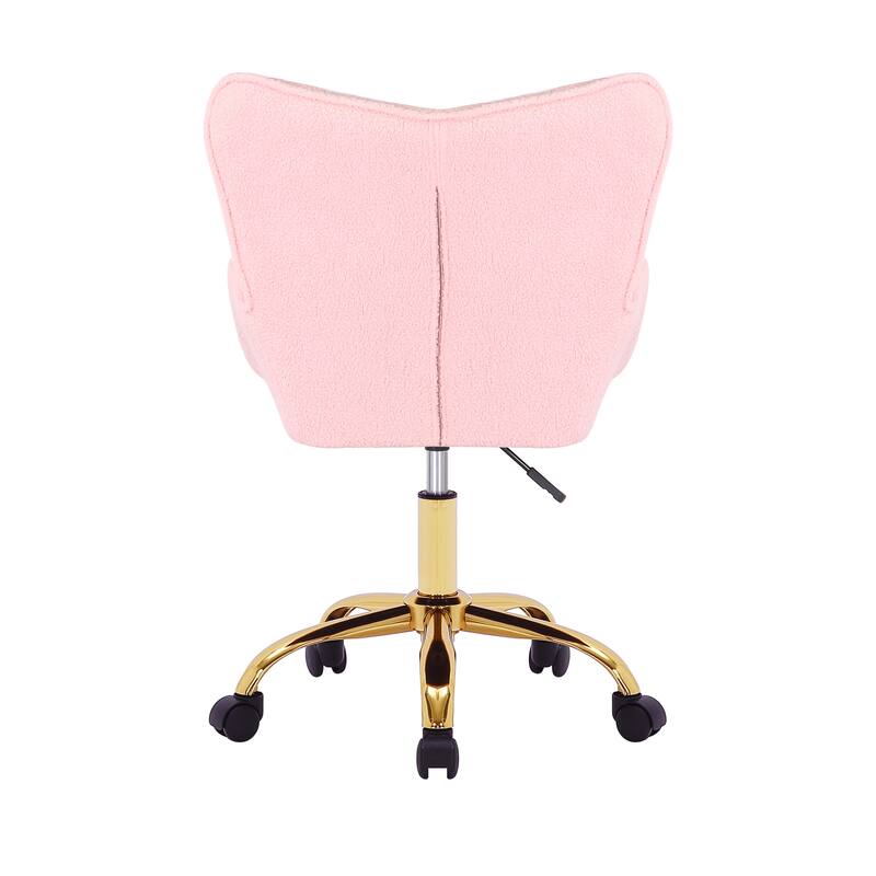 Porthos Home Tyra Swivel Office Chair, Teddy Fabric, Gold Chrome Legs