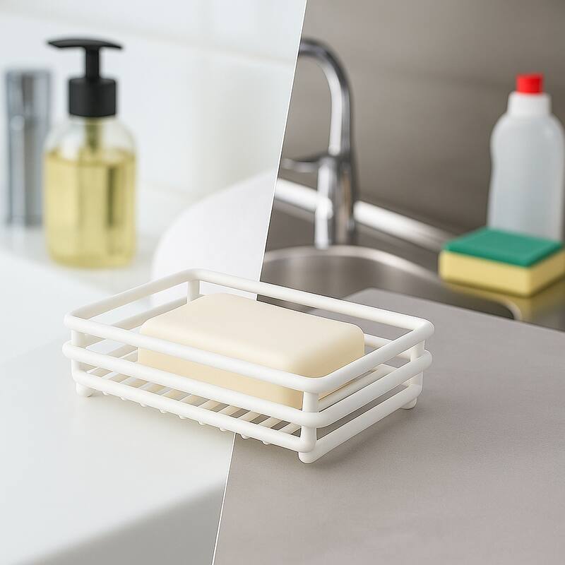 Creative Home White Powder Coated Metal Wire Soap Dish
