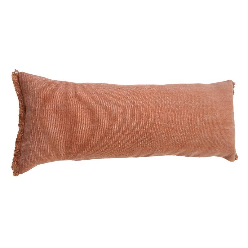 Sevita Adobe Brown Solid Stonewash Throw Pillow with Fringe