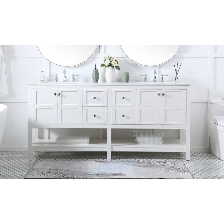 Elegant Lighting VF16472D Theo 72" Free Standing Double Basin Vanity