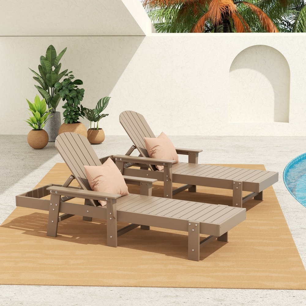 Polytrends Altura Poly Eco-Friendly All Weather Reclining Chaise Lounge with Arms (Set of 2)