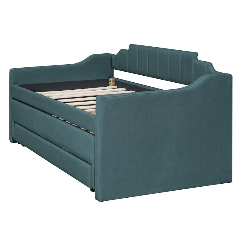 Upholstered Daybed with Trundle and 3 Drawers