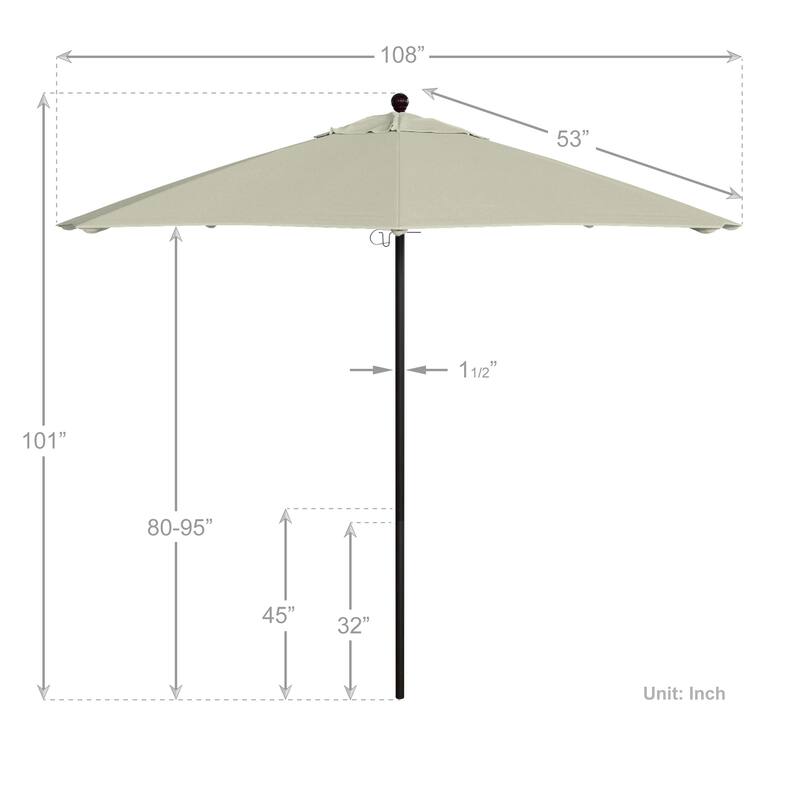 California Umbrella 9' Rd. Aluminum Frame, Fiberglass Rib Market Umbrella, Push Open, Bronze Finish, Pacifica Fabric