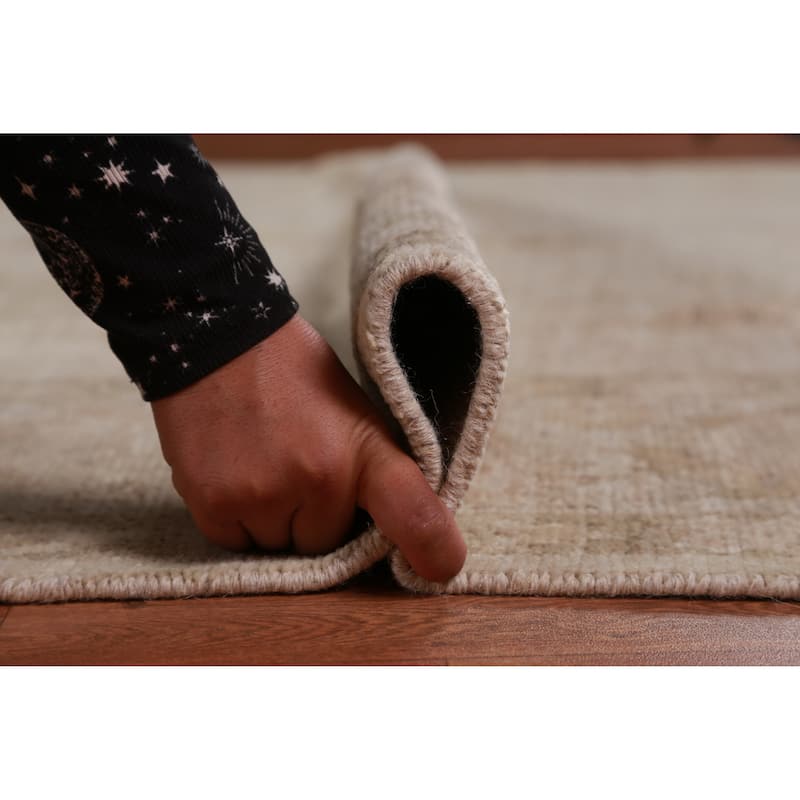 Hand Knotted Oriental 100% Wool Carpet Transitional All-Over Beige & Ivories Oushak Area Rug - 9' 10'' X 7' 8''