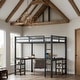 preview thumbnail 1 of 6, Full Size Metal Loft Bed with Desk,Shelves, Ladder and Guardrails