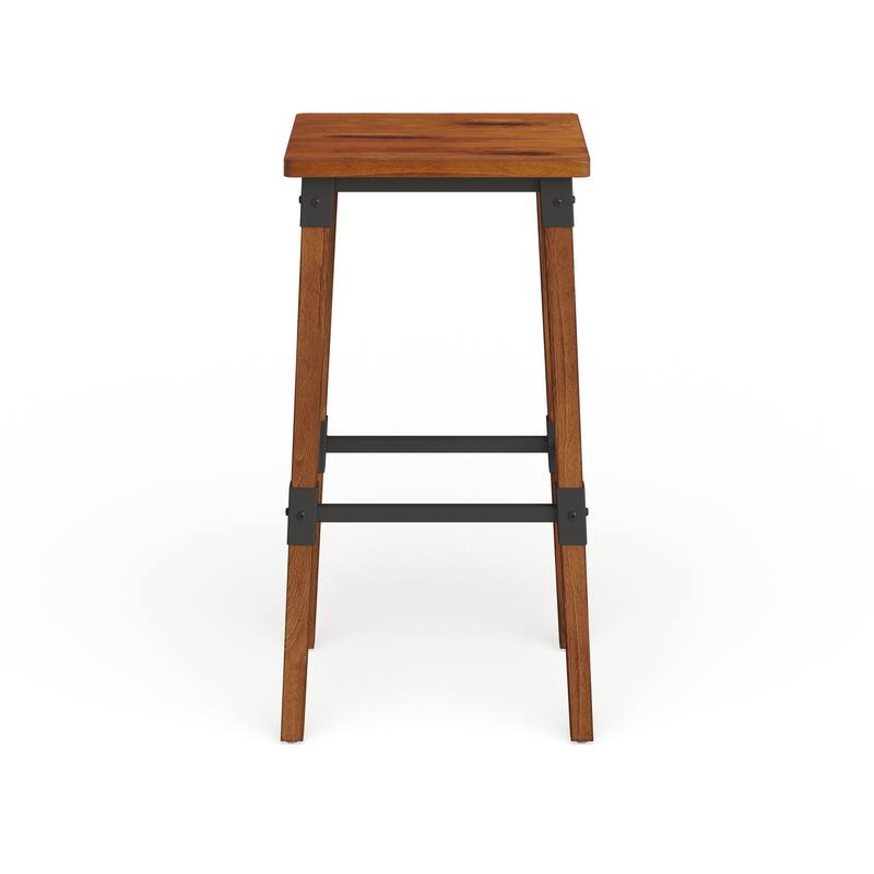 2 Pack Commercial Grade Rustic Industrial Style Backless Wood Barstool