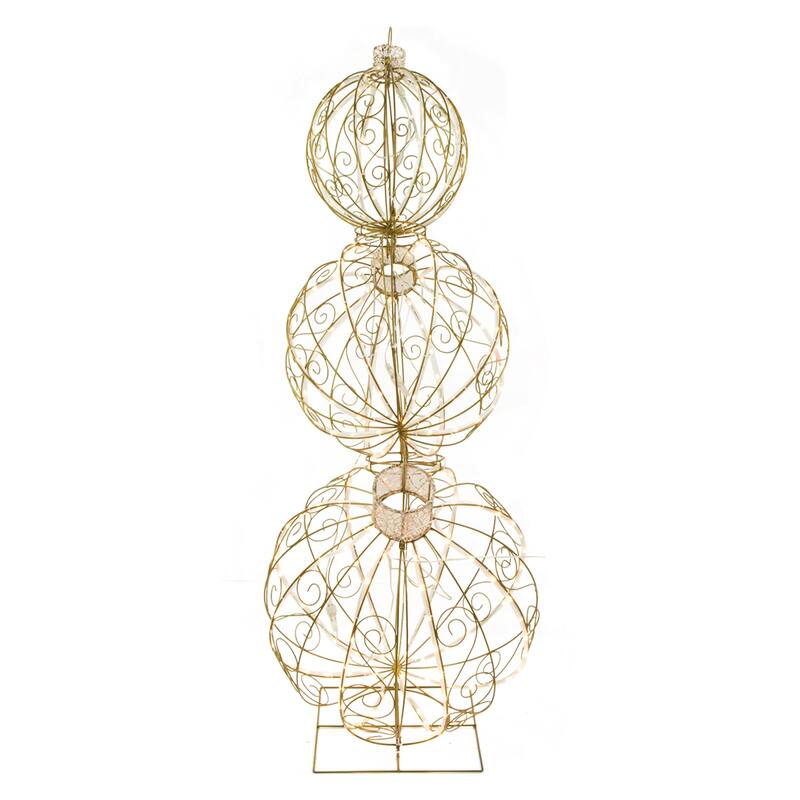 Open Design Stacked Christmas Ornaments Outdoor Decoration - 51" - Gold - Warm White