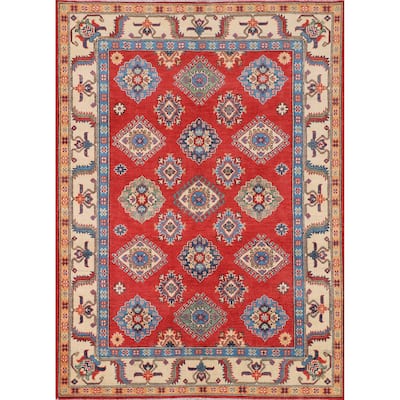 Geometric Kazak Rug Hand-Knotted Bedroom Wool Carpet - 5'2" x 7'0"
