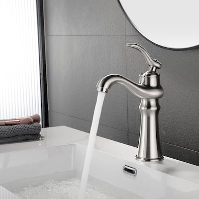 8.9"H Solid Brass Single-handle Bathroom Sink Faucet