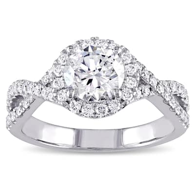 Miadora Signature Collection 14k White Gold 1 3/8ct TDW Diamond Crossover Infinity Engagement Ring