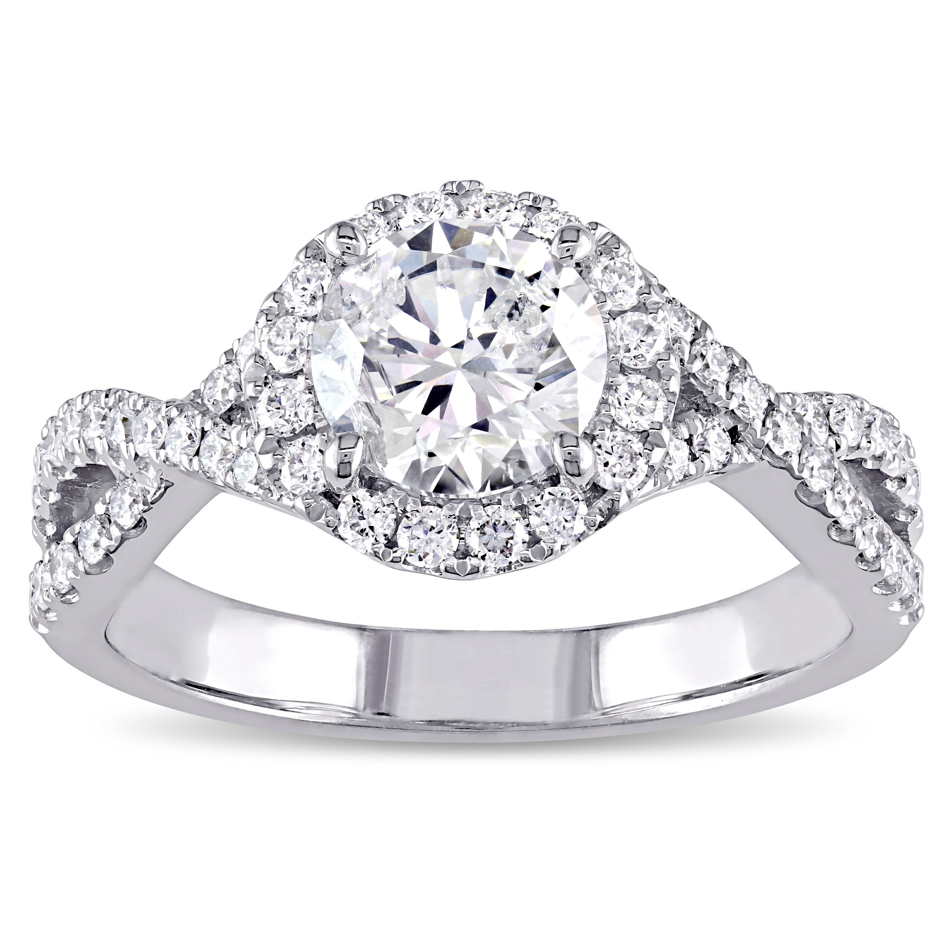 Miadora Signature Collection 14k White Gold 1 3/8ct TDW Diamond Crossover Infinity Engagement Ring