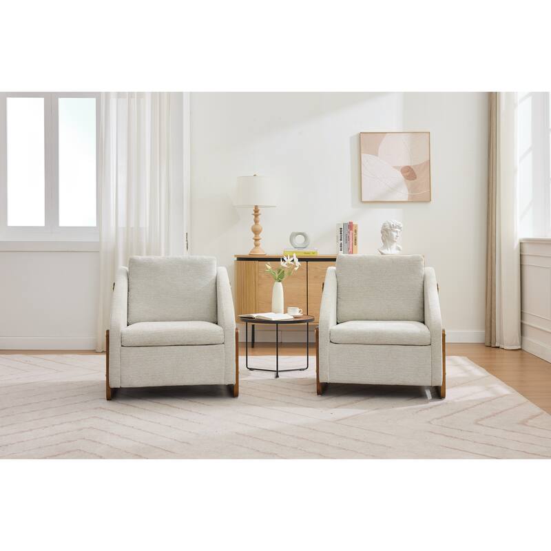 Chenille Armchair with Wooden Frame