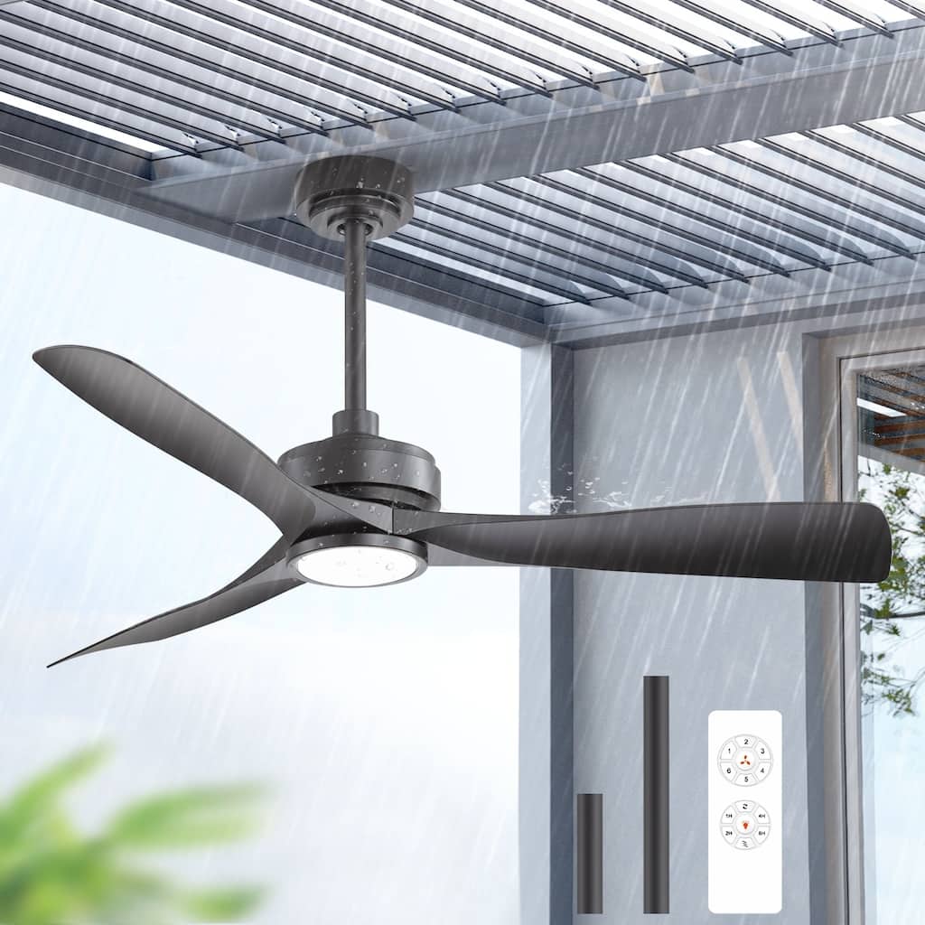52"/42" Waterproof 3-Blade Outdoor Ceiling Fan with Dimmable LED Light and Remote