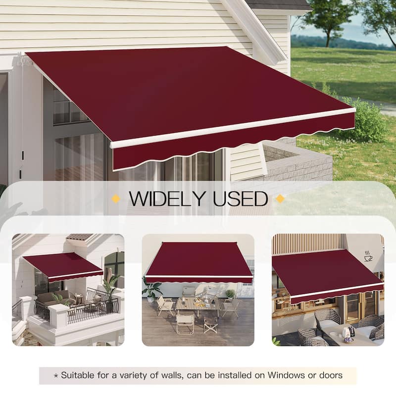 AECOJOY Manual Retractable Patio Awning Outdoor Sunshade Shelter (Cover Only)