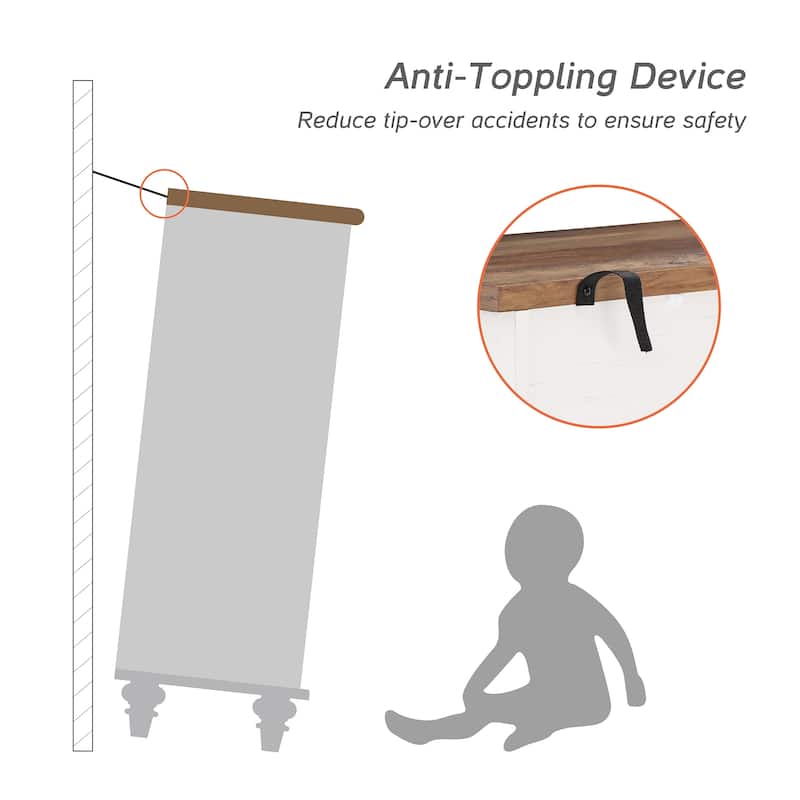 Farmhouse Baby Dresser with 5 Drawers, Wood Kid Dresser for Kids Room