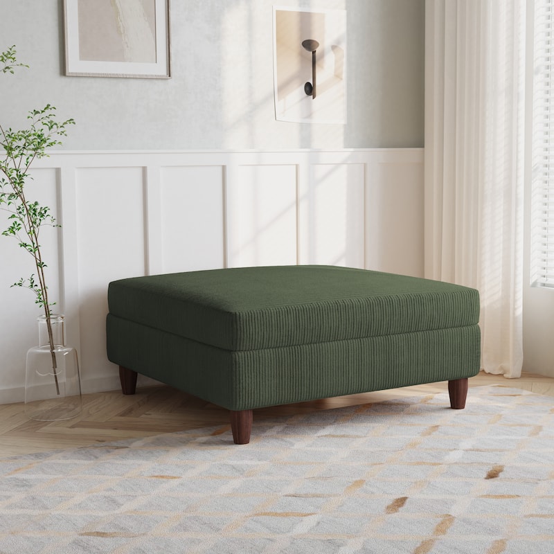 Corduroy Accent Chair with Ottoman Modular Couch Sectional Sofa - Ottoman - Green/Ottoman