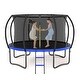 preview thumbnail 1 of 6, 12FT Outdoor Trampoline Big Stable Trampoline With Inner Safety Enclosure Net, Ladder, PVC Spring Cover Padding - Black+Blue Black+Blue