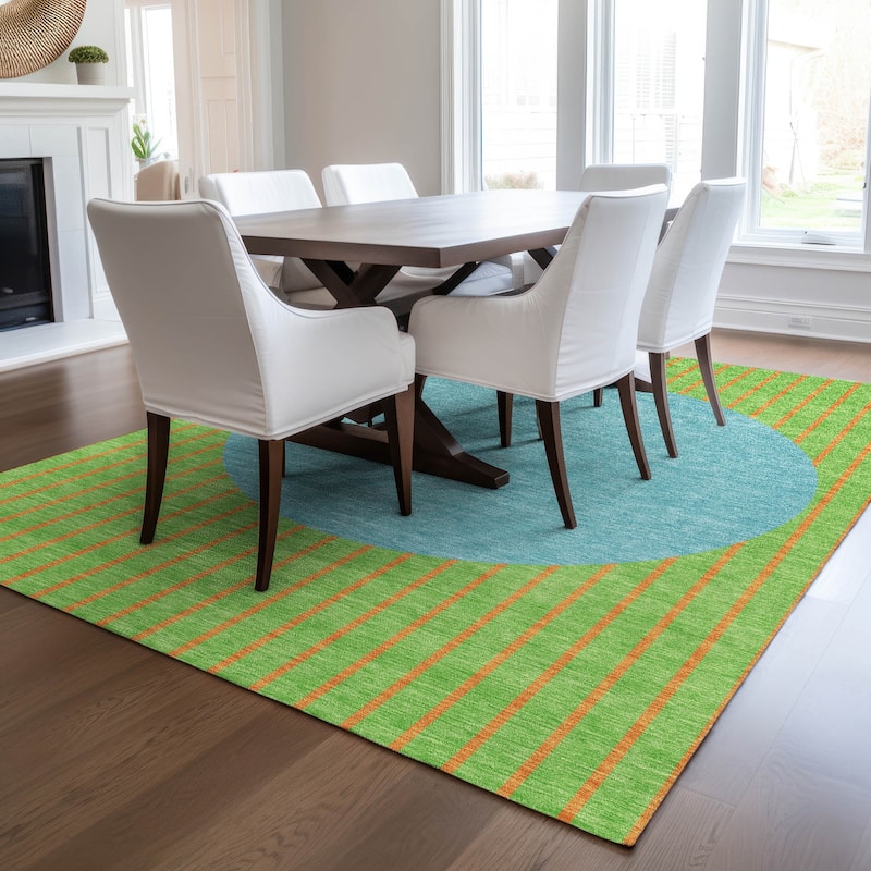 Machine Washable Indoor/ Outdoor Modern Sunrise Chantille Rug