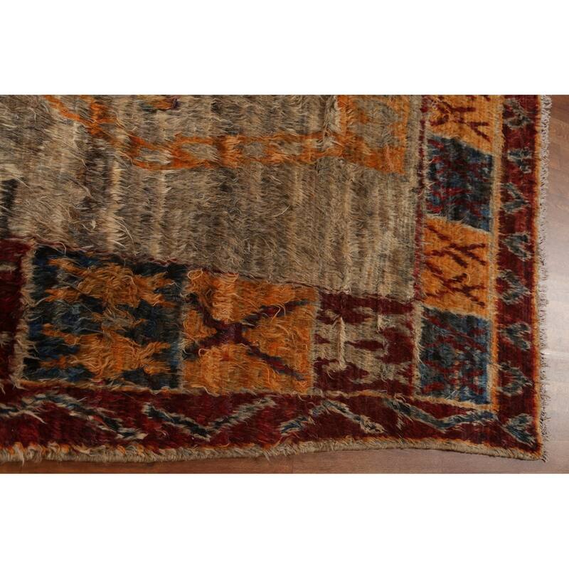 Hand Knotted Oriental 100% Wool Carpet Modern Tribal Brown Moroccan Area Rug - 9' 11'' X 6' 8''